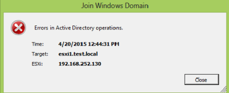 Error in Active Directory Operations when Joining ESXi 6 to Active ...